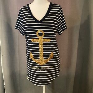 NWOT NEVER WORN WOMENS SZ M SIMPLY SOUTHERN SEQUINED TOP SHORT SLEEVE